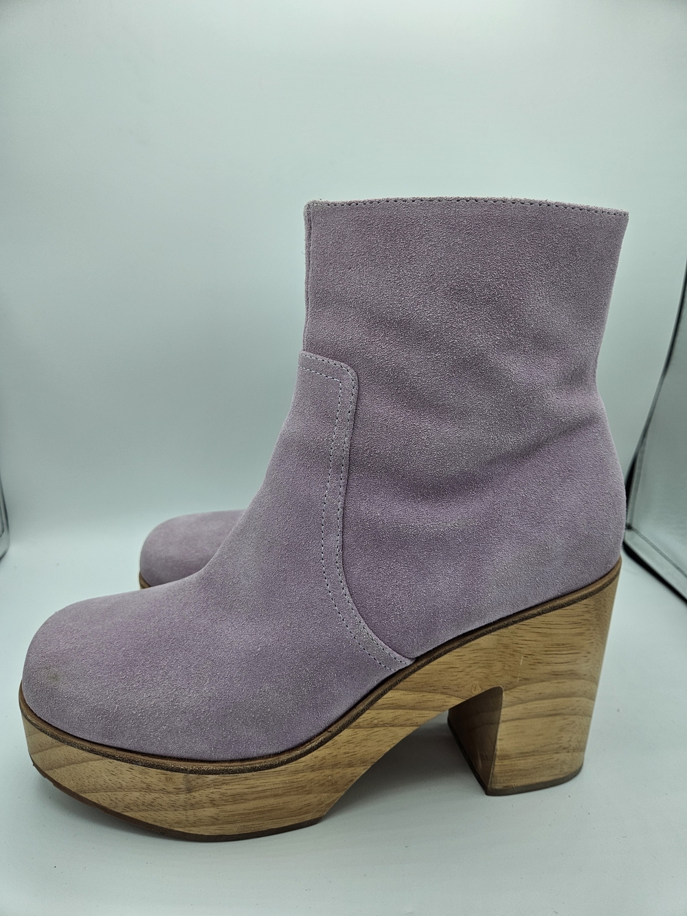 Charlotte Stone Lavender Suede Platform Ankle Boots
